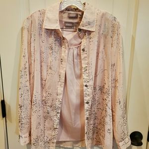 NWOT Blush Pink w/ Metallic Silver Blouse